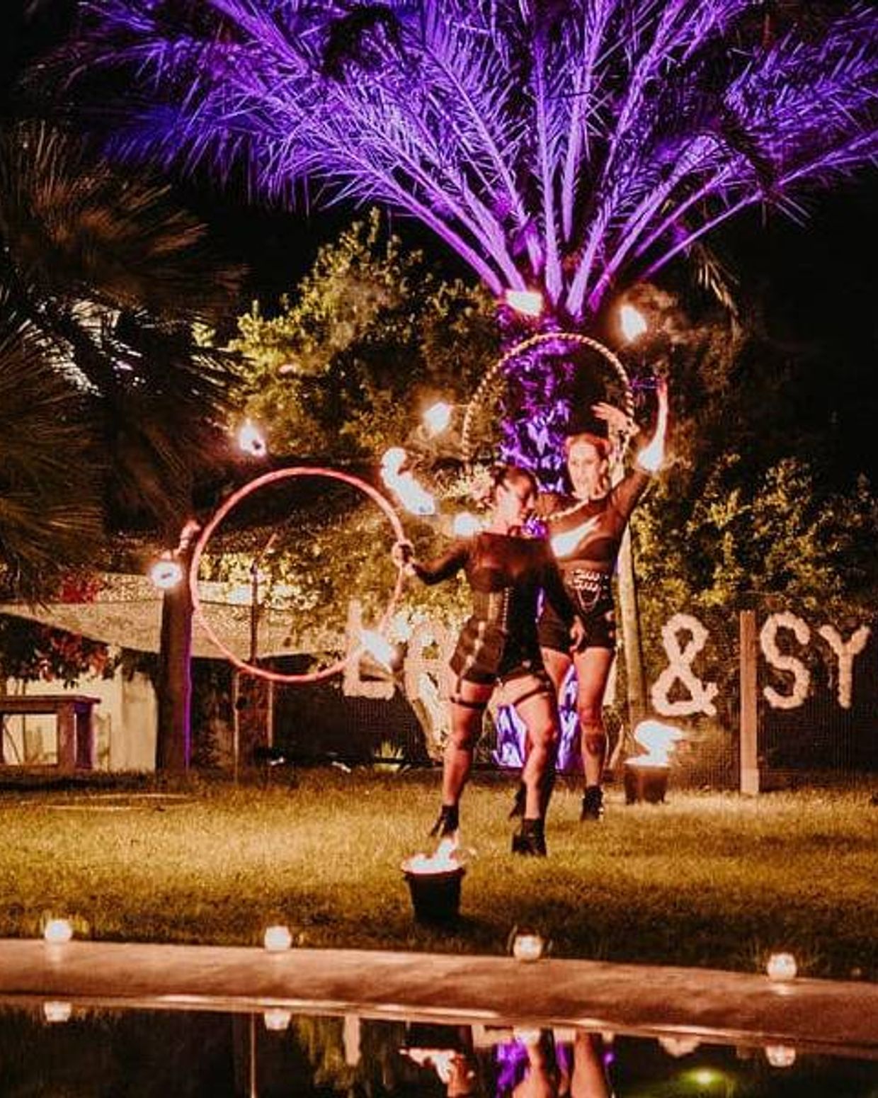 Ibiza fire show dancers
