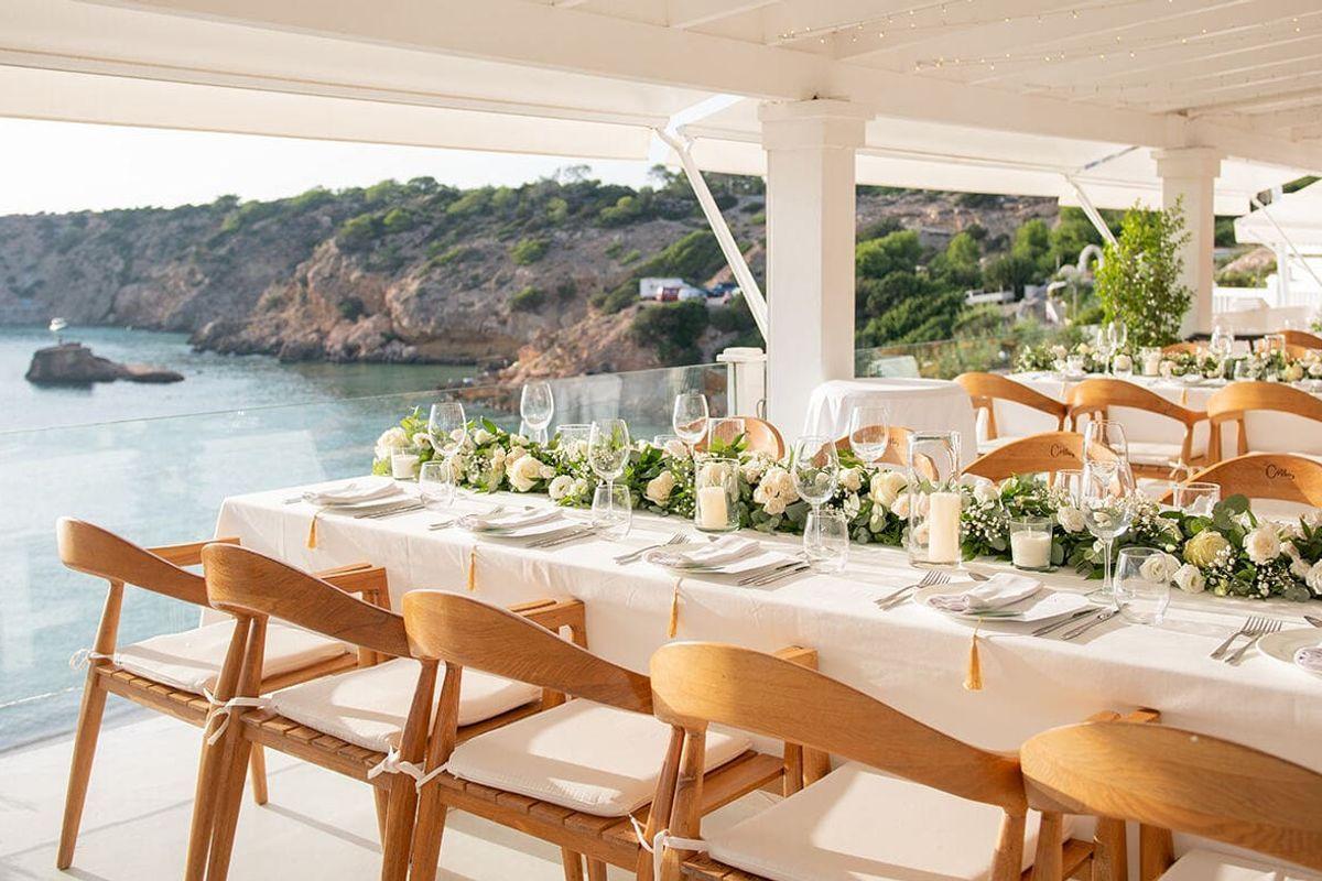 Private villa venue set up for a birthday celebration in Ibiza